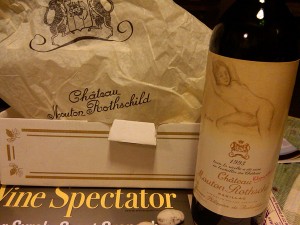 photo: Bottle Chateau Mouton Rothchild, Phil's Uptown Meat Market, Portland, OR